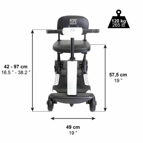 Elscooter för vuxna – kompakta mått Promenadskoter vikbar Vikbar elscooter för vuxna med mått och sits