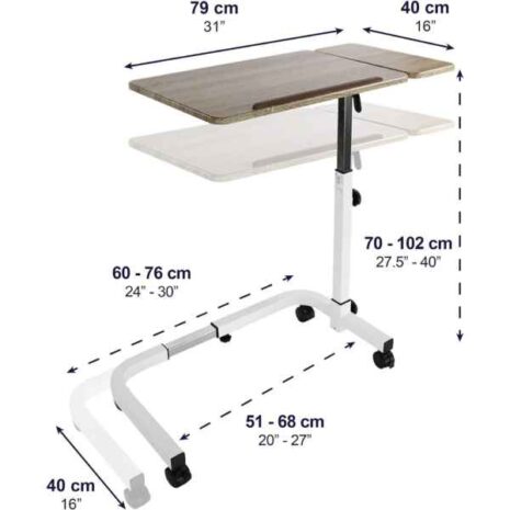 Sängbord - Brun Sängbord a table with height measurements