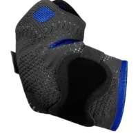 Silistab Epi armbågsstöd i svart med blå detaljer och anatomisk design för smärtlindring och stabilitet.