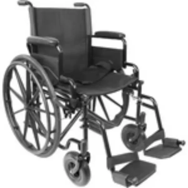 Self-propelled aluminum wheelchair photographed from the side
