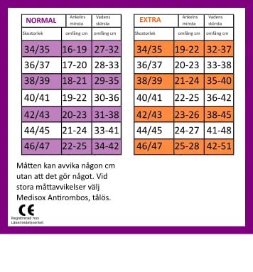 Storleksguide Stödstrumpa COMFORT – 44-45 Stödstrumpa COMFORT - 44-45 Stödstrumpa COMFORT – 44-45 storlekstabell för fotmått och benvidd