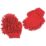 a red dust mitts on a white background
