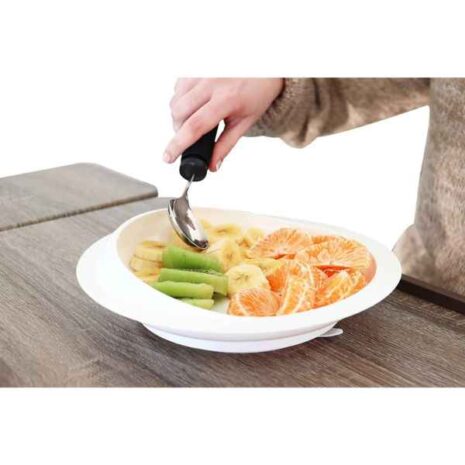 Tallrik med hög kant och sugkopp i vit