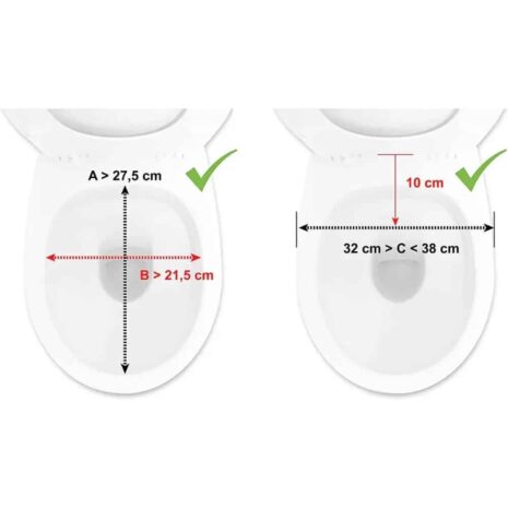 Måttguide – toalettförhöjare Toalettförhöjare med Lock 10 cm Mått för att säkerställa passform av toalettförhöjare med Lock 10 cm