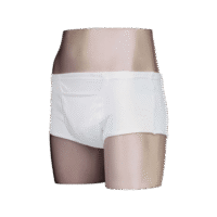 Incontinence pads for men Kylie in white shown on model, available in sizes M, X and XL