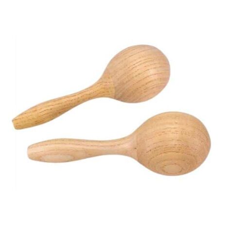 Trämaracas Set. Två trämaracas i naturfärgat trä för musikaktiviteter och rytmträning.