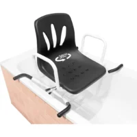 Bathtub chair with armrests in resting position