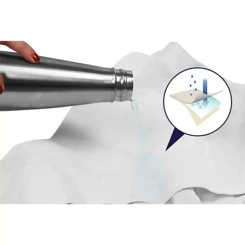 Flerlagers absorberande struktur Närbild av tygskikt i inkontinensskydd tvättbart och återanvändbart