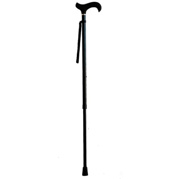 Full-length adjustable walking stick with wrist strap