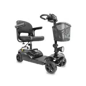 Elektrisk scooter för vuxna med varukorg och helsvart design