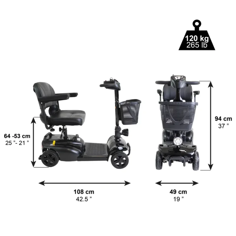 Produktmått Mått på elektrisk scooter för vuxna – längd, bredd och höjd