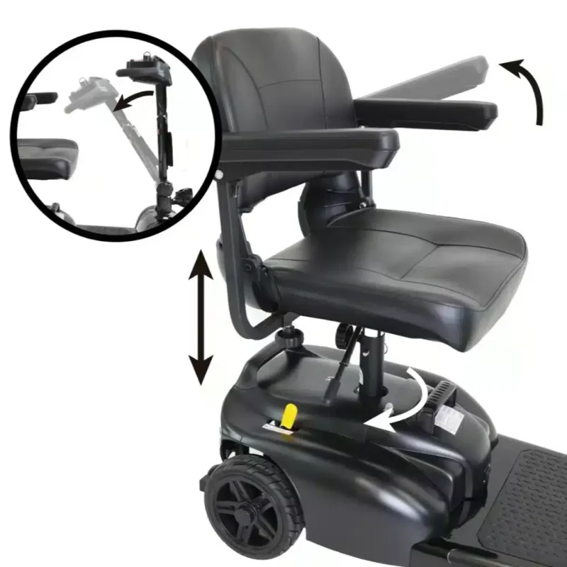 Justerbart armstöd Armstöd och sitthöjd justerbar på elektrisk scooter för vuxna