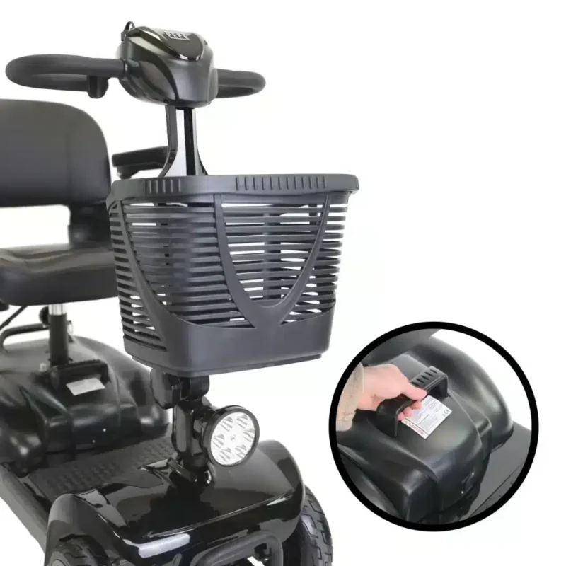 Start- och kontrollfunktion Körläge aktiveras med knapp på elektrisk scooter för vuxna