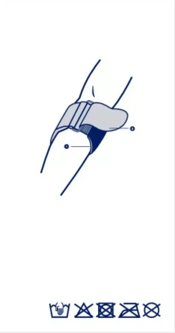 Illustrated demonstration of how to attach a tennis elbow brace