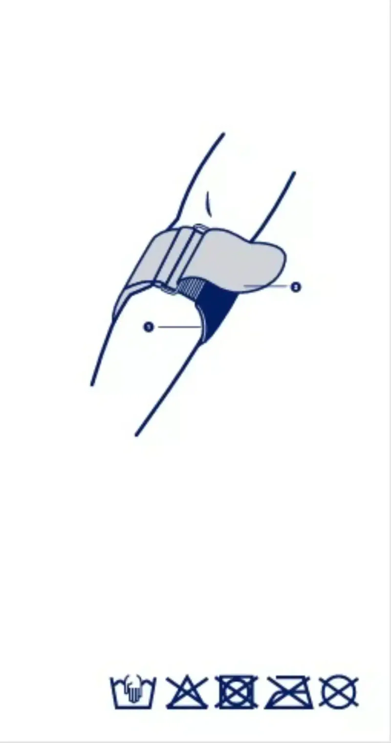 Illustration av placering på underarm Illustrerad visning av hur ortos för tennisarmbåge fästs