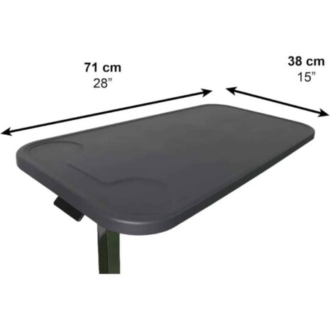 Mått på bordsskivan 71 x 38 cm Höj och sänkbart bord Bordsskiva med exakta mått för höj- och sänkbart bord med hjul