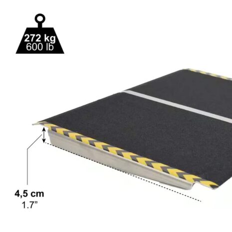 Profilbild av rampens framkant Ramp för rullstol Höjdprofil av rullstolsrampen med mått 4,5 cm