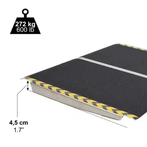 Höjdprofil av rullstolsrampen med mått 4,5 cm