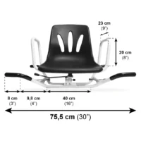 Bathtub chair with armrests – rotating with dimensions