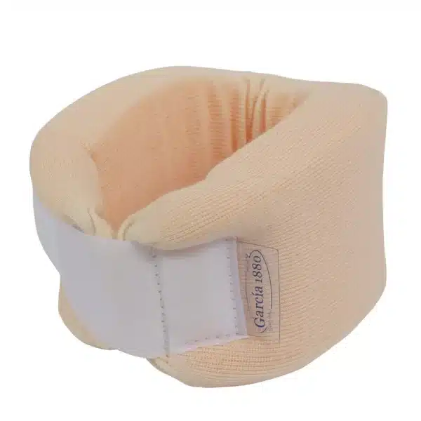 Halskrage mjuk skum beige 40×9 cm med kardborre, frontvy