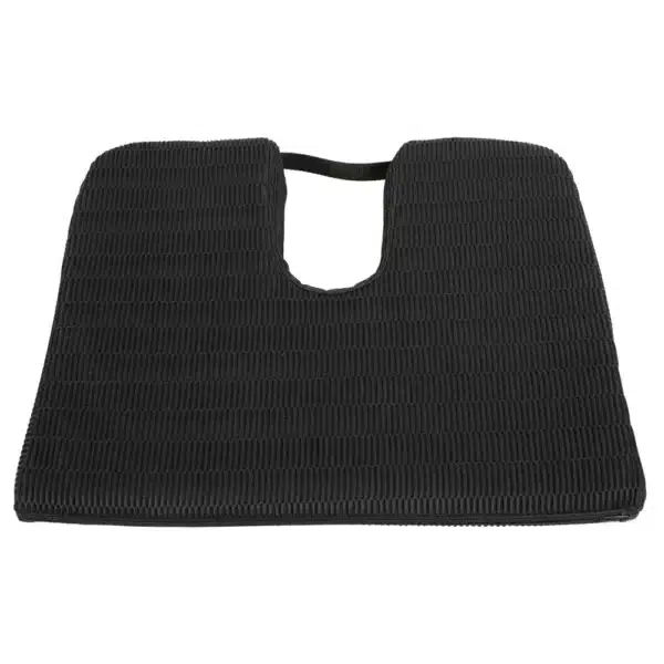 Coccyx cushion with U-shaped cutout seen from above