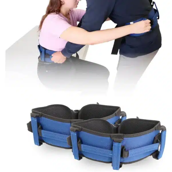 Transfer between two people using a transfer belt with handles