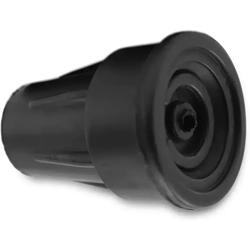 Gummidoppa med stabil botten Närbild på svart doppa med förstärkt botten för käpp eller krycka