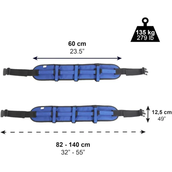 Transfer belt with handle 2 in 1 pack – dimensions and maximum weight