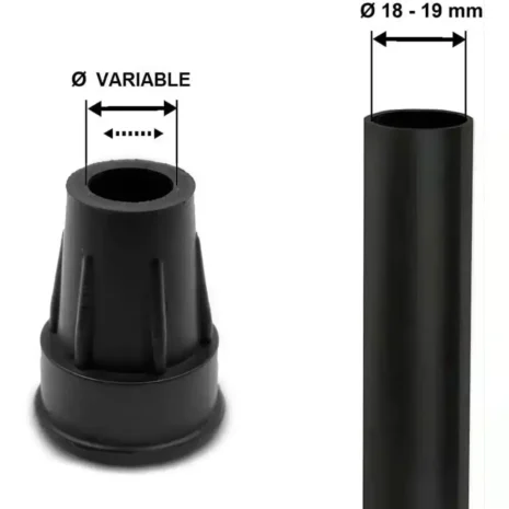 Teknisk måttinformation för doppsko Teknisk ritning av doppa för käppar med 17–19 mm diameter