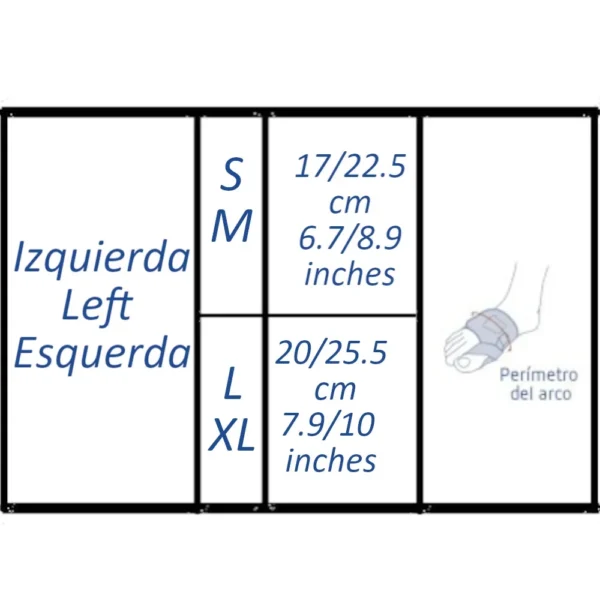 Size guide Hallux Valgus corrector left L and XL