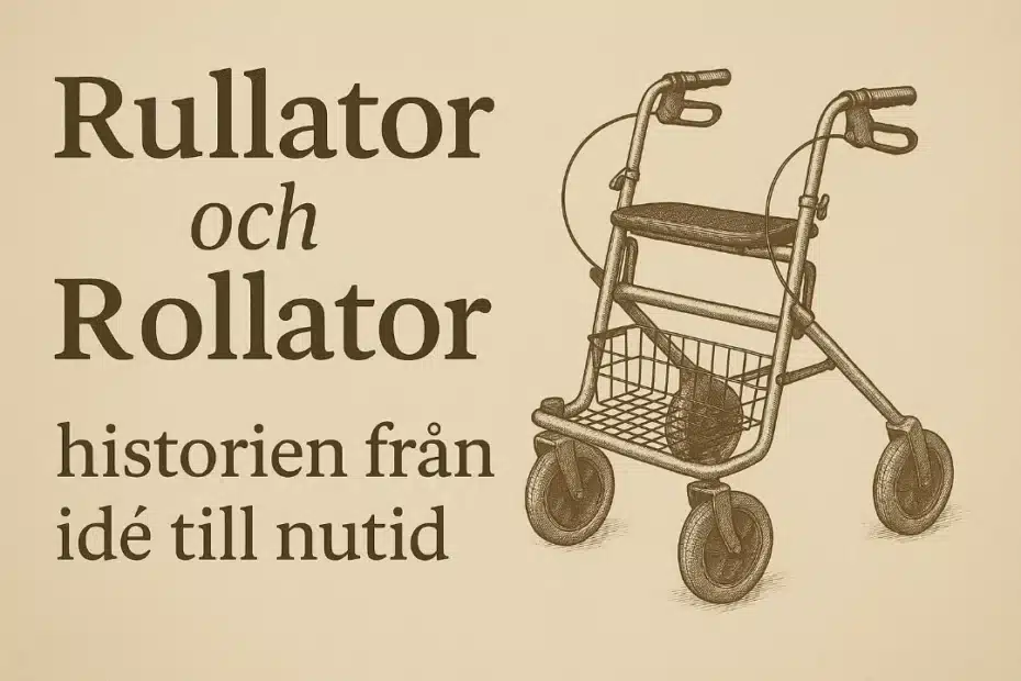 Rullator och Rollator historien från idé till nutid med illustration av klassisk modell