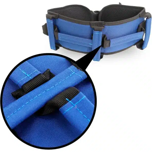 Transfer belt with handle – detailed view of handle and seams
