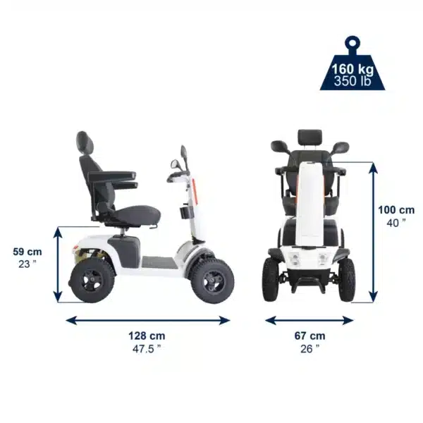 elscooter terränggående för vuxna med mått