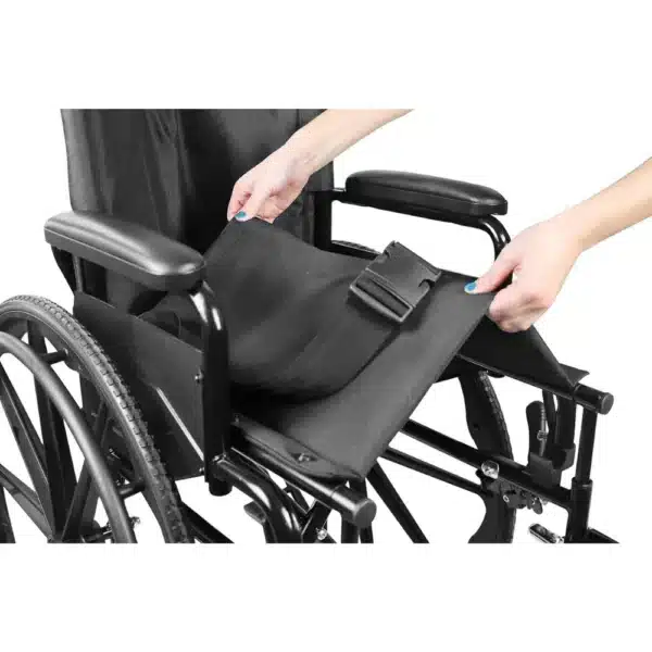 Foldable armrests on foldable manual wheelchair, seat dimensions 43 cm.