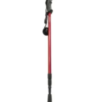 Walking stick for hiking Adjustable length red with ergonomic handle