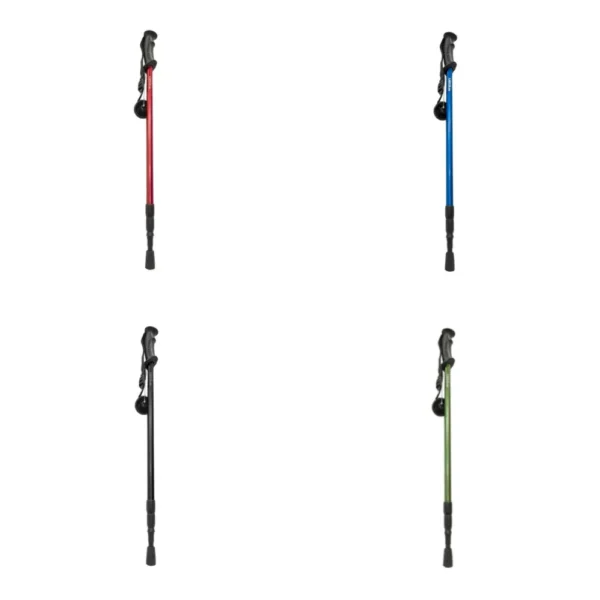 Walking stick for hiking Adjustable length green with rubber tip