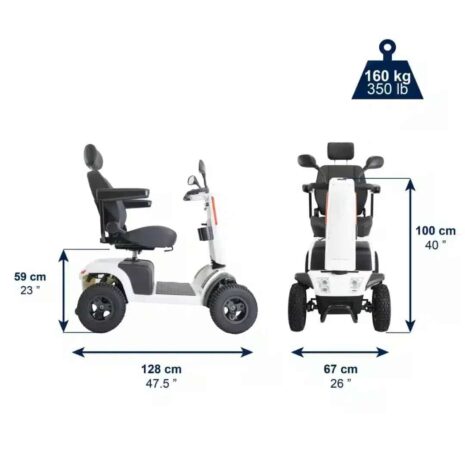 Tekniska mått på elscootern Promenadskoter elscooter terränggående för vuxna med mått