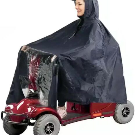 Regnponcho med visir i mörkblått material