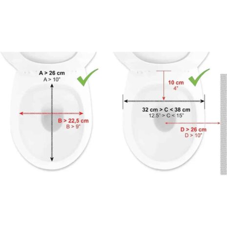 Toalettsitsförhöjare – passar standard och oval form Toalettsitsförhöjare kompatibilitet med olika toalettformer
