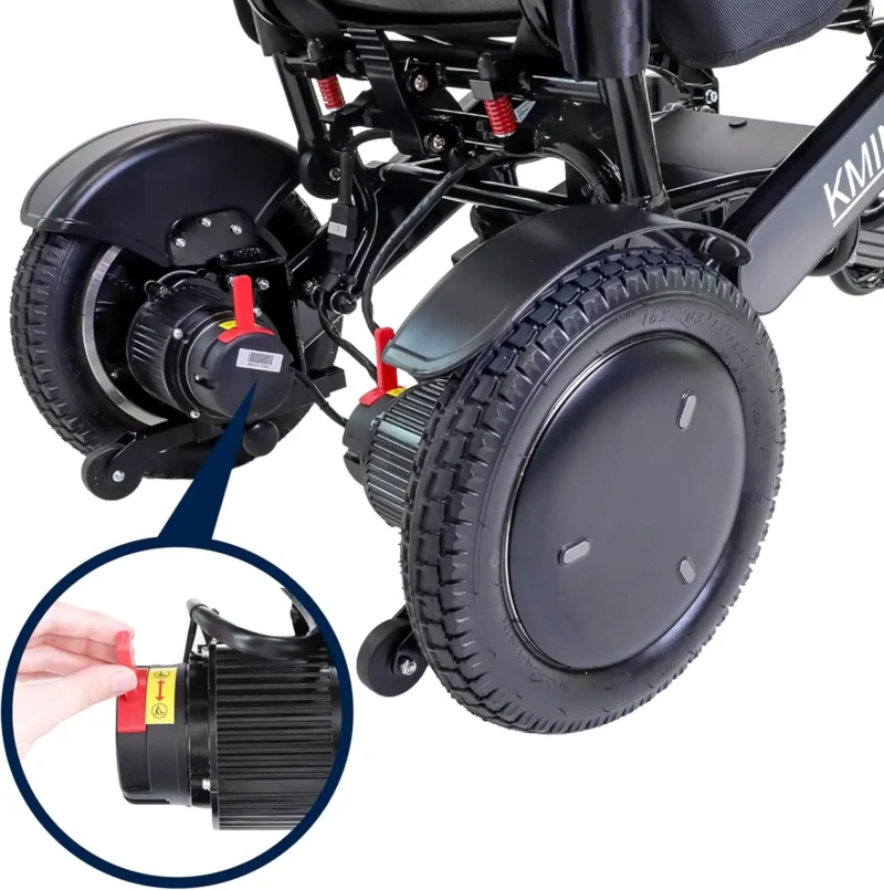 Elektrisk rullstol K10075 hjul och upphängning Elektrisk rullstol K10075 bakhjul och stötdämpning