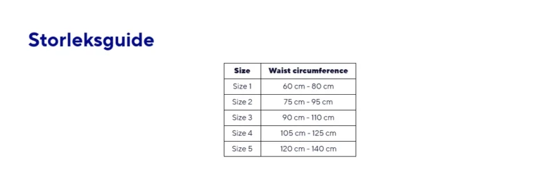 LombaSkin storlek 4 - Höjd 21 cm storleksguide LombaSkin storlek 4 - Höjd 21 cm storleksguide för midjemått