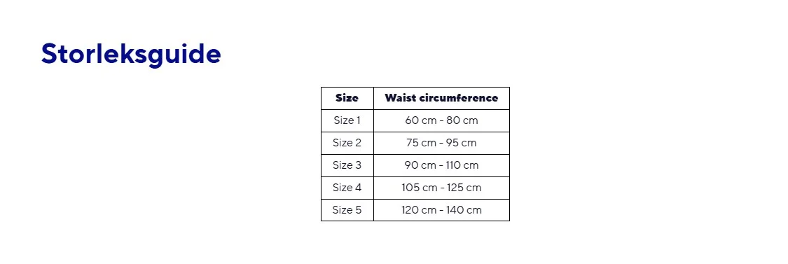 LombaCross Activity storlek 4 - Höjd 26 cm storleksguide för midjemått 105 till 125 cm