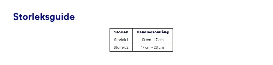 Storleksguide Ligaflex Rhizo vänster storlek 2