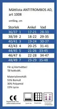 Förbandsstrumpa natur storlek 40 41 storleksguide Förbandsstrumpa natur storlek 40-41 Förbandsstrumpa natur storlek 40 41 storlekstabell ankel 19 24 cm vad 30 37 cm