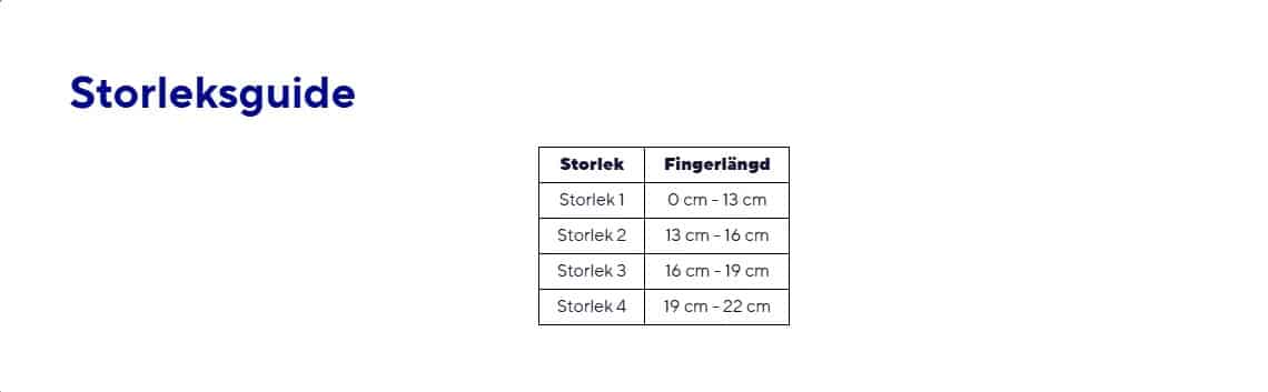 igaFlex Finger storlek 3 storleksguide LigaFlex Finger storlek 3 storleksguide fingerlängd