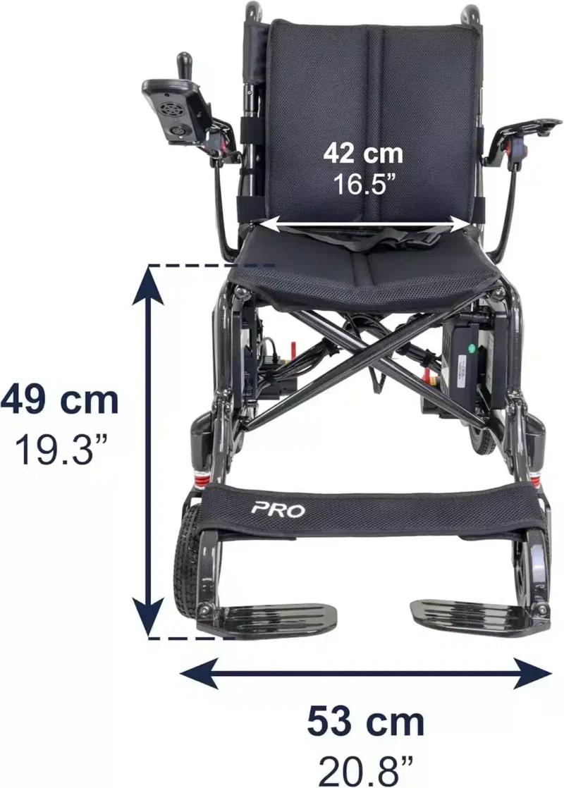 Sitthöjd elektrisk rullstol kolfiber Elektrisk rullstol kolfiber sitthöjd och bredd