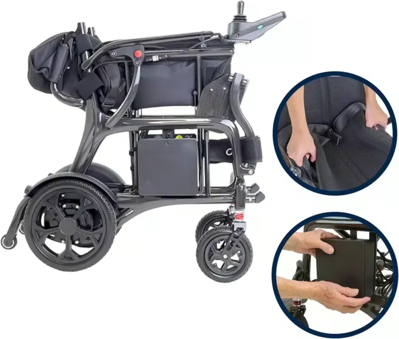 Fällbar elektrisk rullstol kolfiber Elektrisk rullstol kolfiber fällbar konstruktion