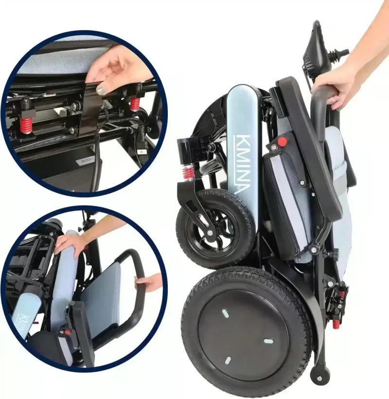 Hopfällbar blå elektrisk rullstol Blå elektrisk rullstol hopfällbar konstruktion