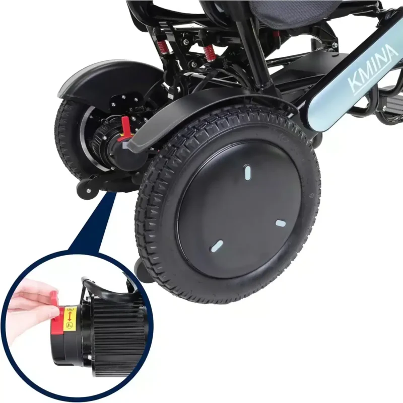 Hjul blå elektrisk rullstol Blå elektrisk rullstol hjul och bromssystem