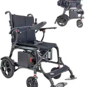 Elektrisk rullstol kolfiber i fullt uppfällt läge